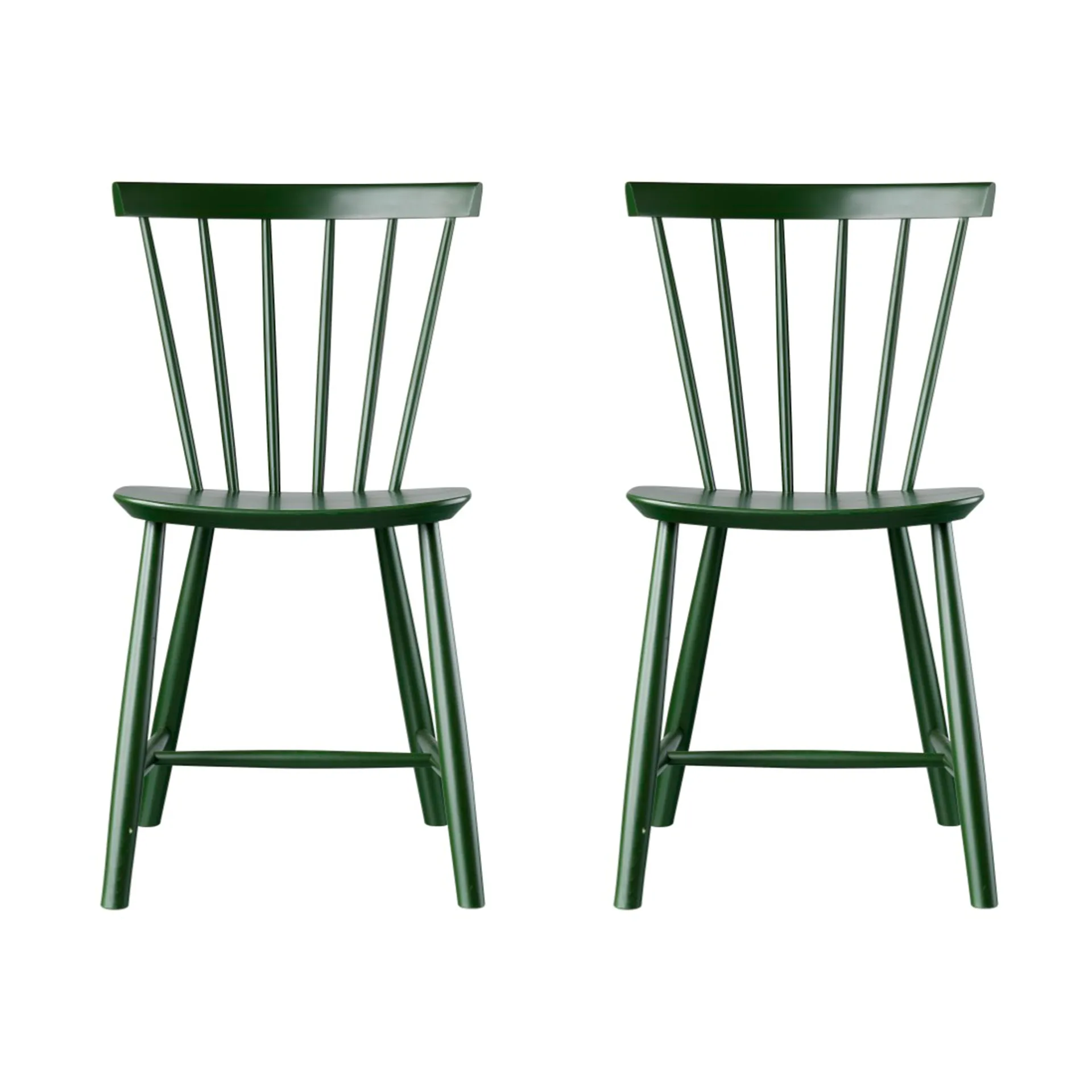 Chaise J46, Hêtre bottle green peint, 2-pack FDB Møbler