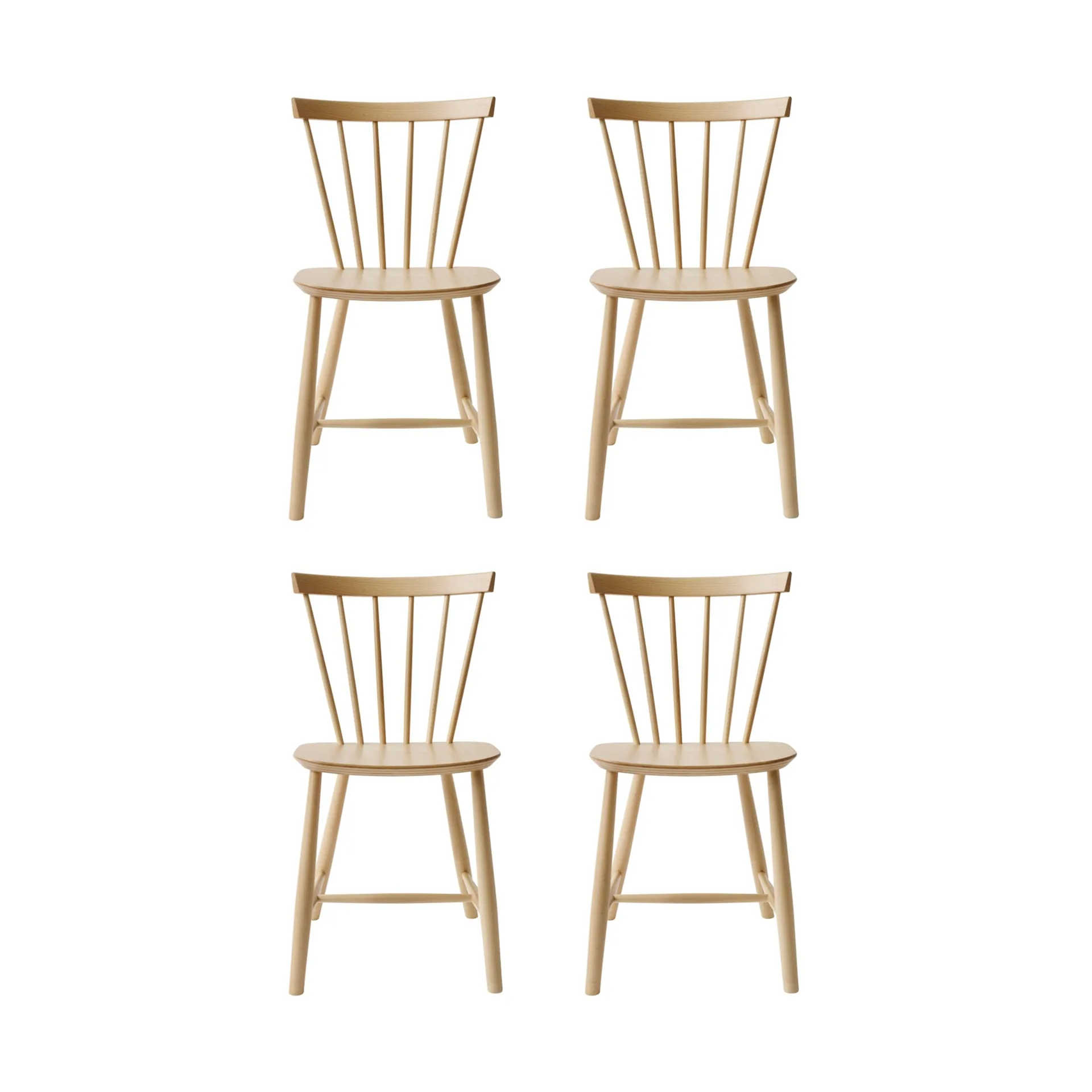 Chaise J46, Hêtre nature laqué, 4-pack,  FDB Møbler