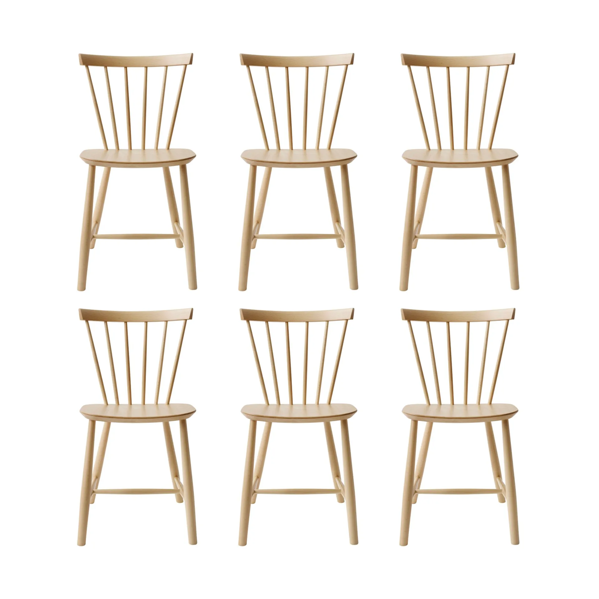 Chaise J46, Hêtre nature laqué, 6-pack,  FDB Møbler