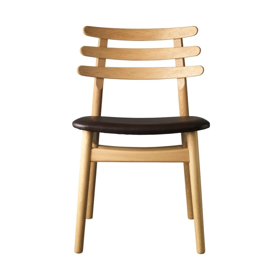 Chaise J48, Oak nature lacquered-dark brown leather FDB Møbler