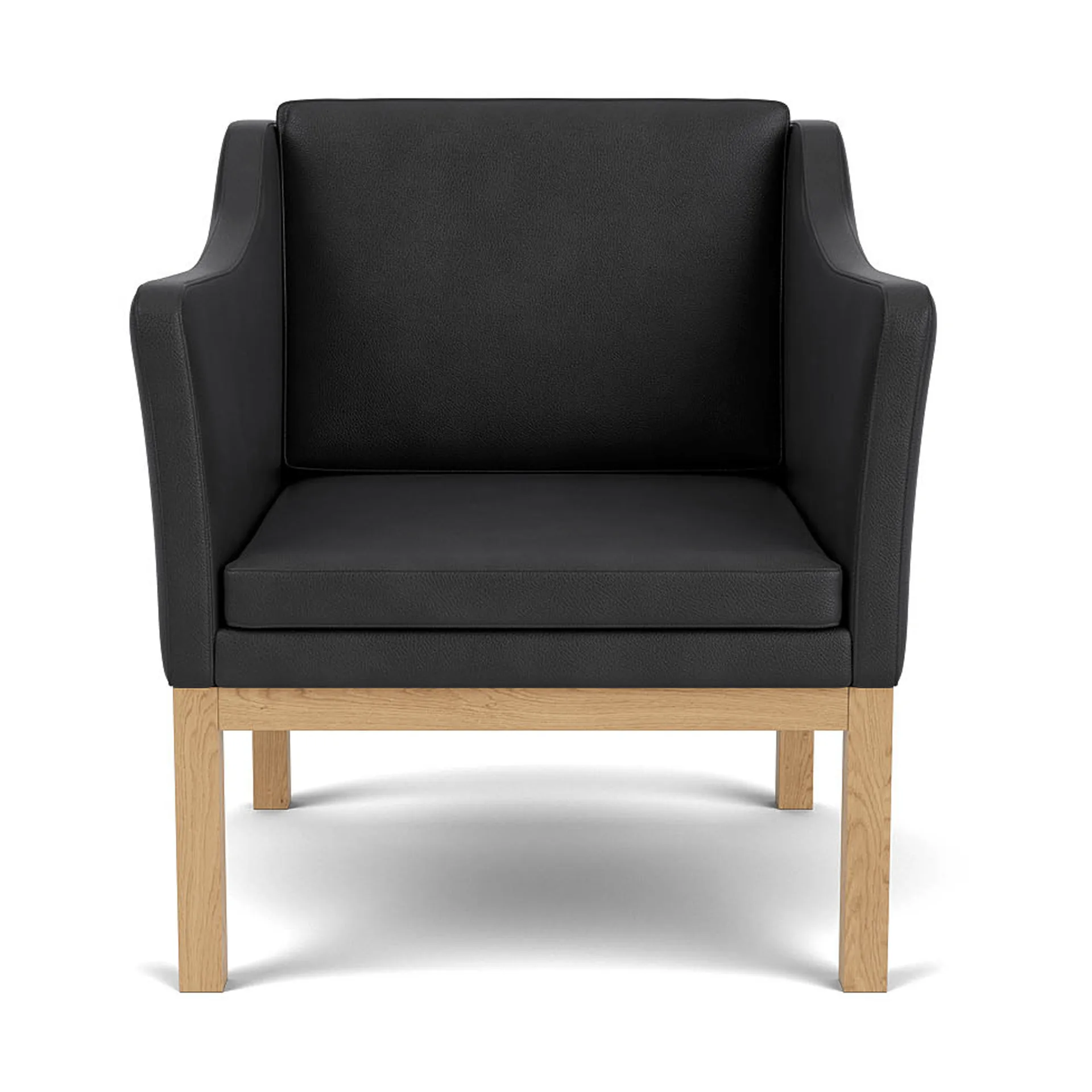 Fauteuil L46 MK155 easy chair, Chêne laqué-cuir noir FDB Møbler