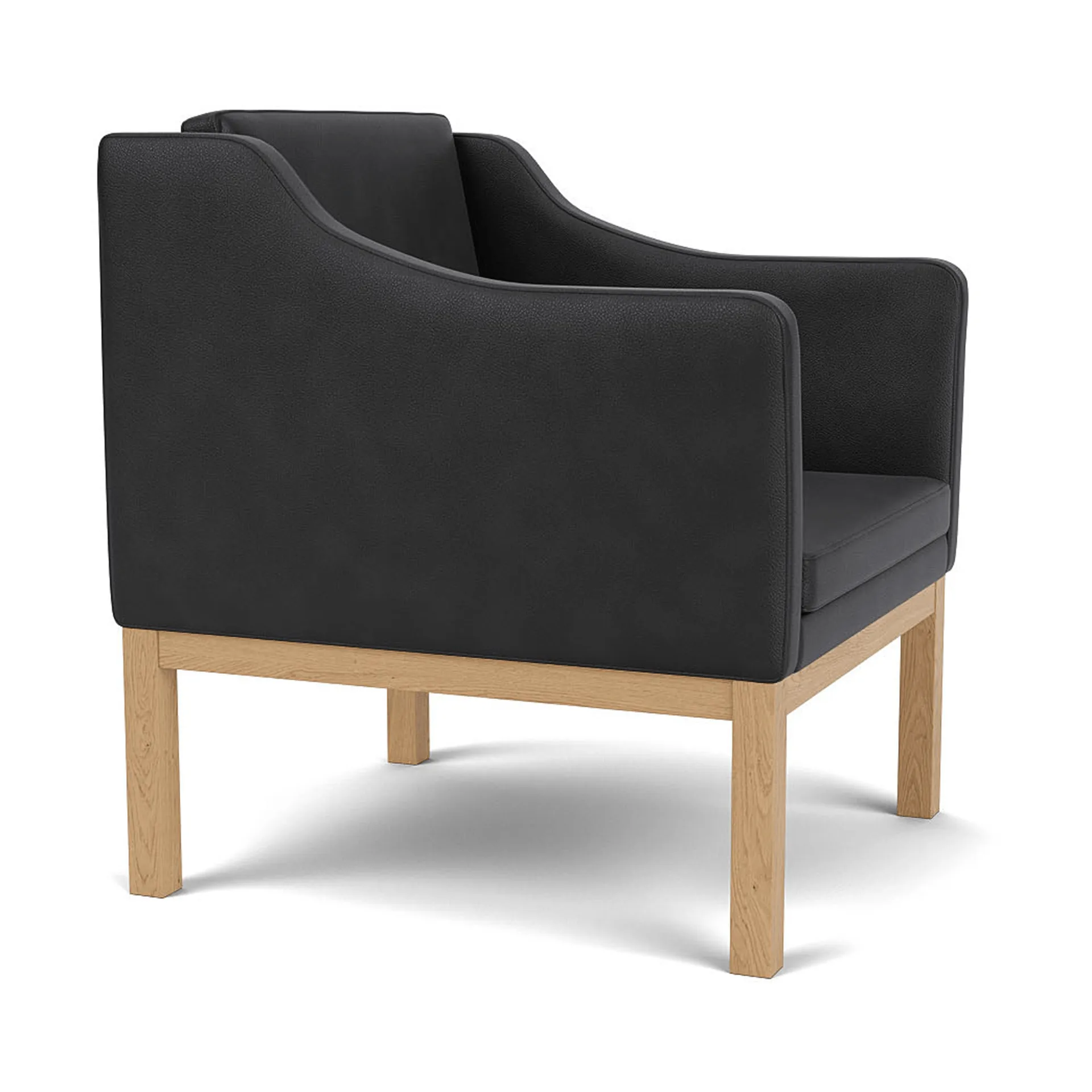 Fauteuil L46 MK155 easy chair, Chêne laqué-cuir noir FDB Møbler