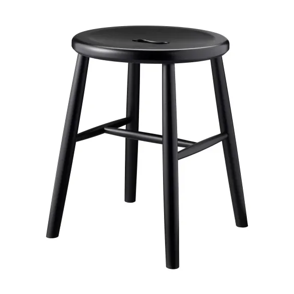 J27 tabouret rond, Beech black painted, Ø35x45,5 cm FDB Møbler