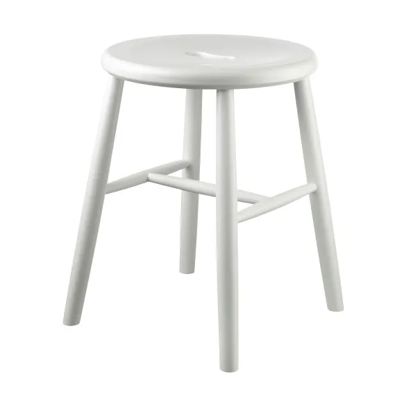 J27 tabouret rond - Beech white painted, Ø35x45,5 cm - FDB Møbler