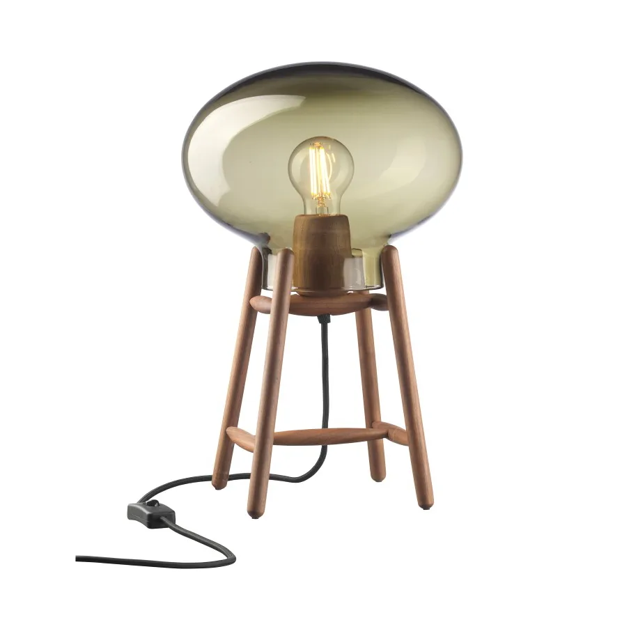 Lampe de table U4 Hiti, Smoked glass-walnut nature lacquered FDB Møbler