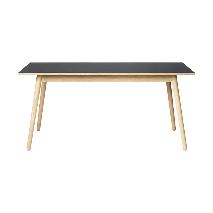 Table à manger C35B 82x160 cm - Linoléum noir – chêne naturel, vernis à base d’eau - FDB Møbler
