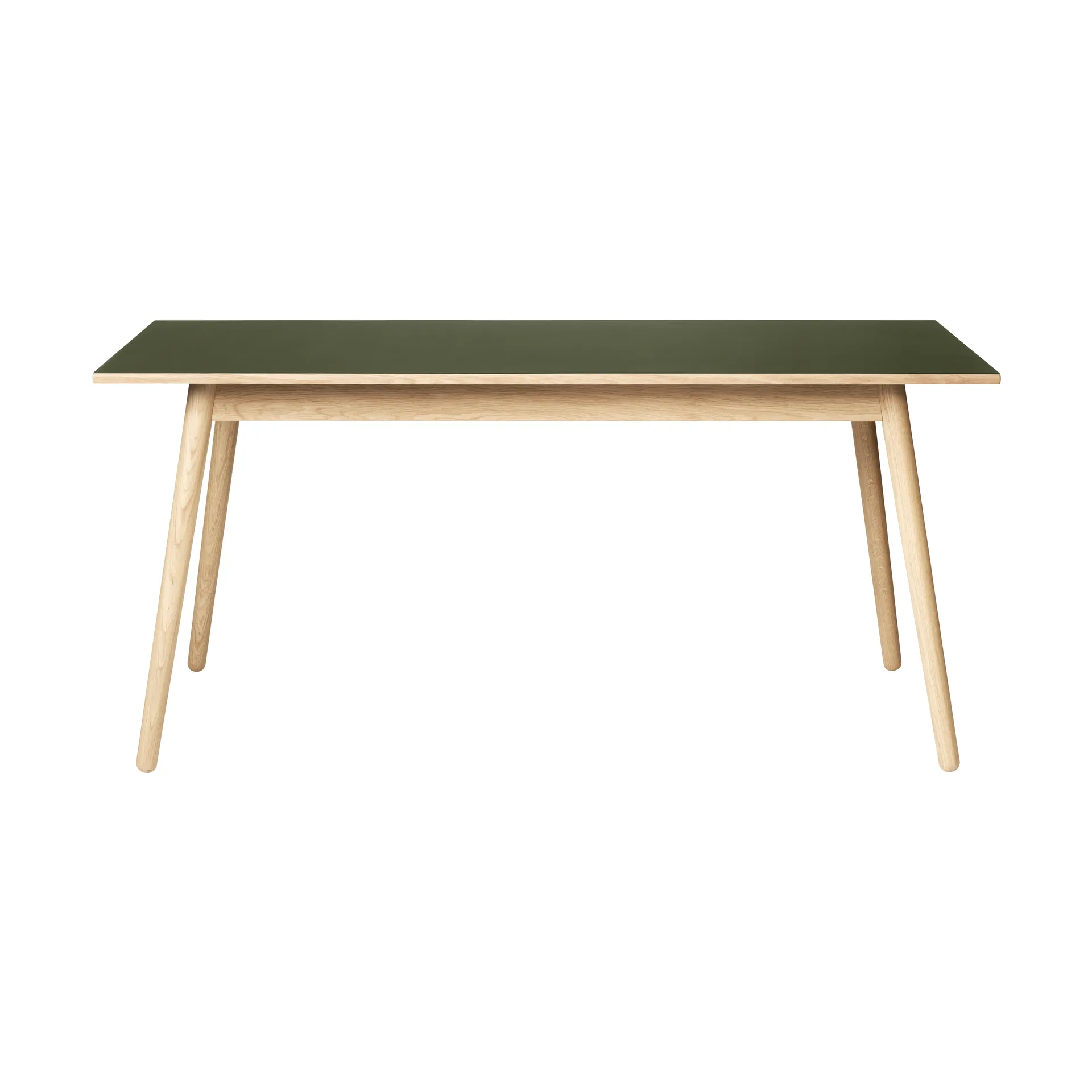 Table à manger C35B 82x160 cm, Linoléum olive – chêne naturel, vernis à base d’eau FDB Møbler