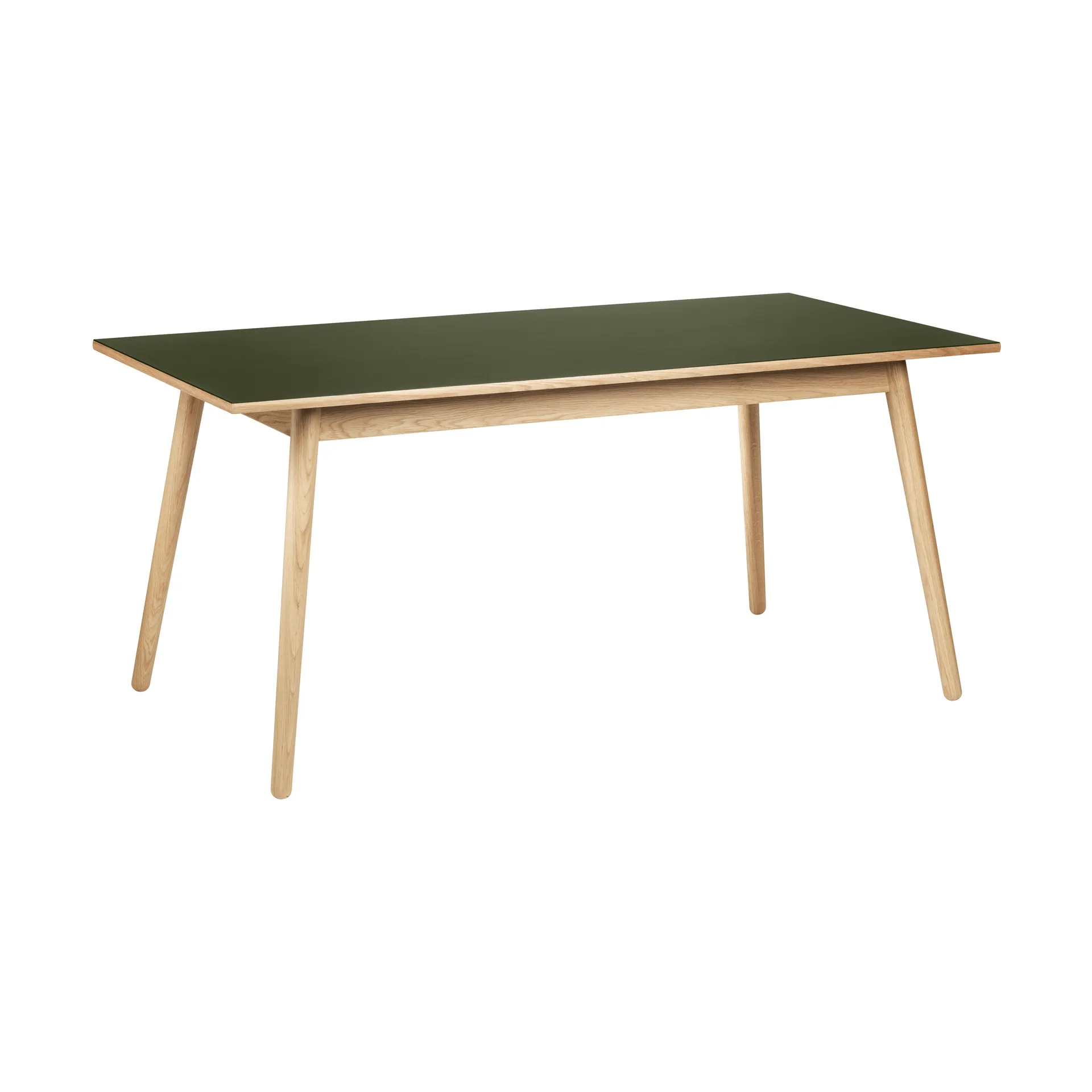 Table à manger C35B 82x160 cm, Linoléum olive – chêne naturel, vernis à base d’eau FDB Møbler