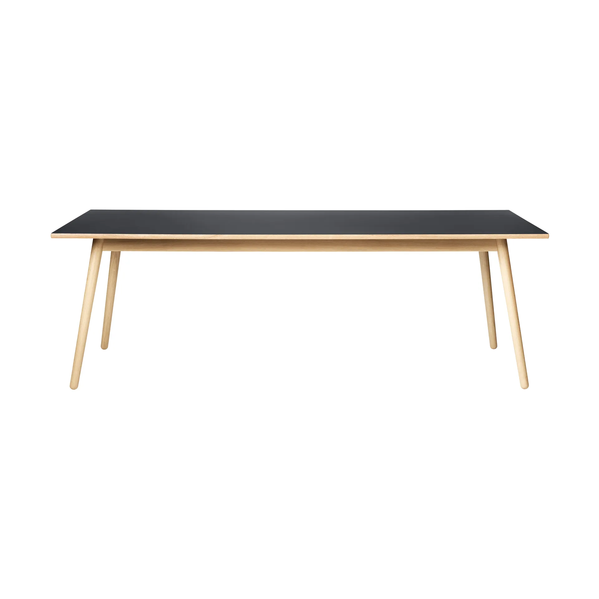 Table à manger C35C 95x220 cm, Linoléum noir – chêne naturel, vernis à base d’eau FDB Møbler