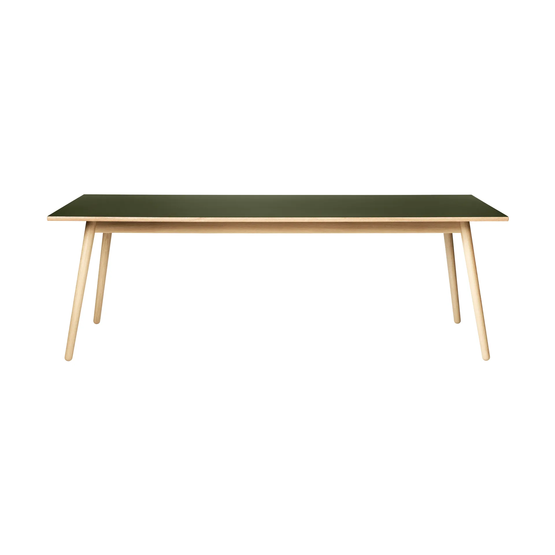 Table à manger C35C 95x220 cm, Linoléum olive – chêne naturel, vernis à base d’eau FDB Møbler