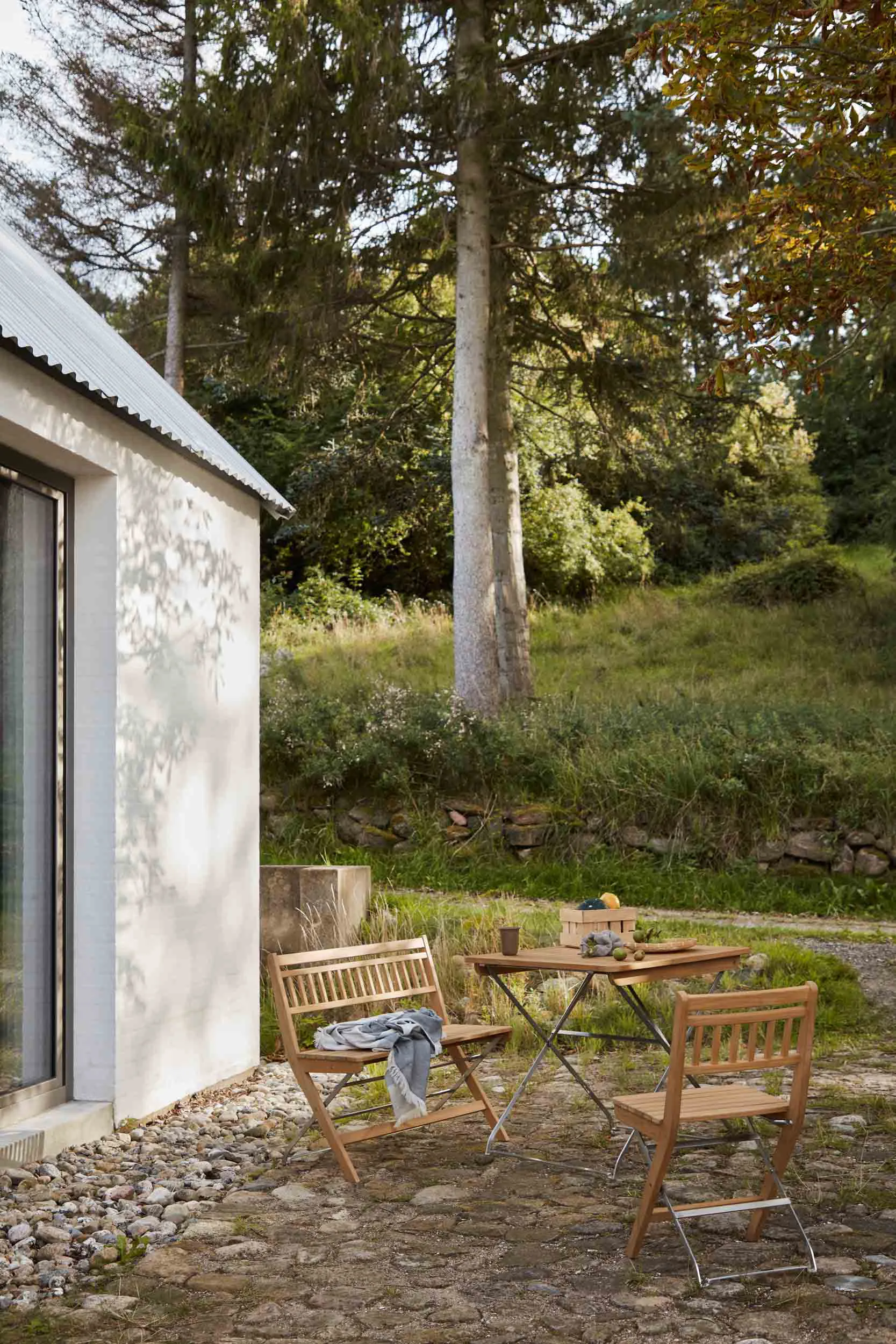 Table de balcon M26 Lilleø, Teak-acier inoxydable FDB Møbler
