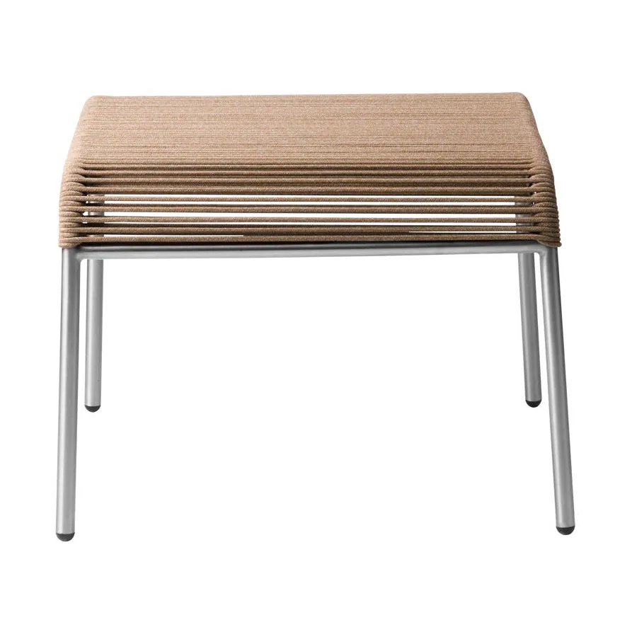 Tabouret M20S Teglgaard Cord Footrest, Brown mixed-stainless steel FDB Møbler