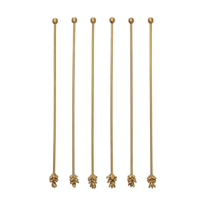 Bâtonnets à boisson Forest, lot de 6 - Laiton - Ferm Living