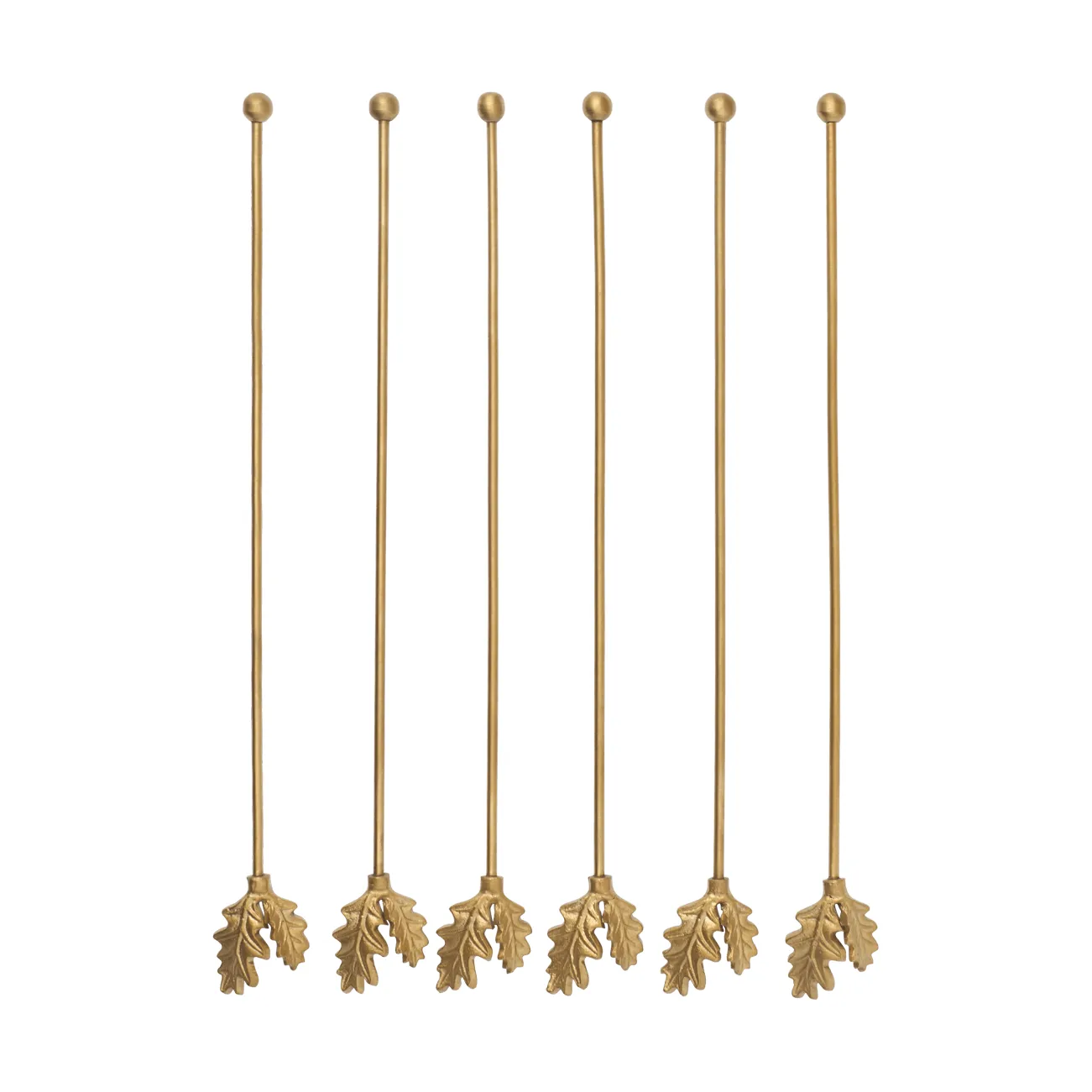 Bâtonnets à boisson Oak Leaf, lot de 6, Laiton Ferm Living