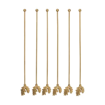Bâtonnets à boisson Oak Leaf, lot de 6 - Laiton - Ferm Living