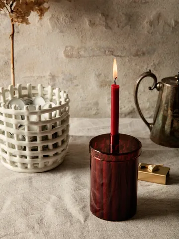 Bocal en verre avec 24 bougies Countdown to Christmas - Rouge foncé - Ferm Living