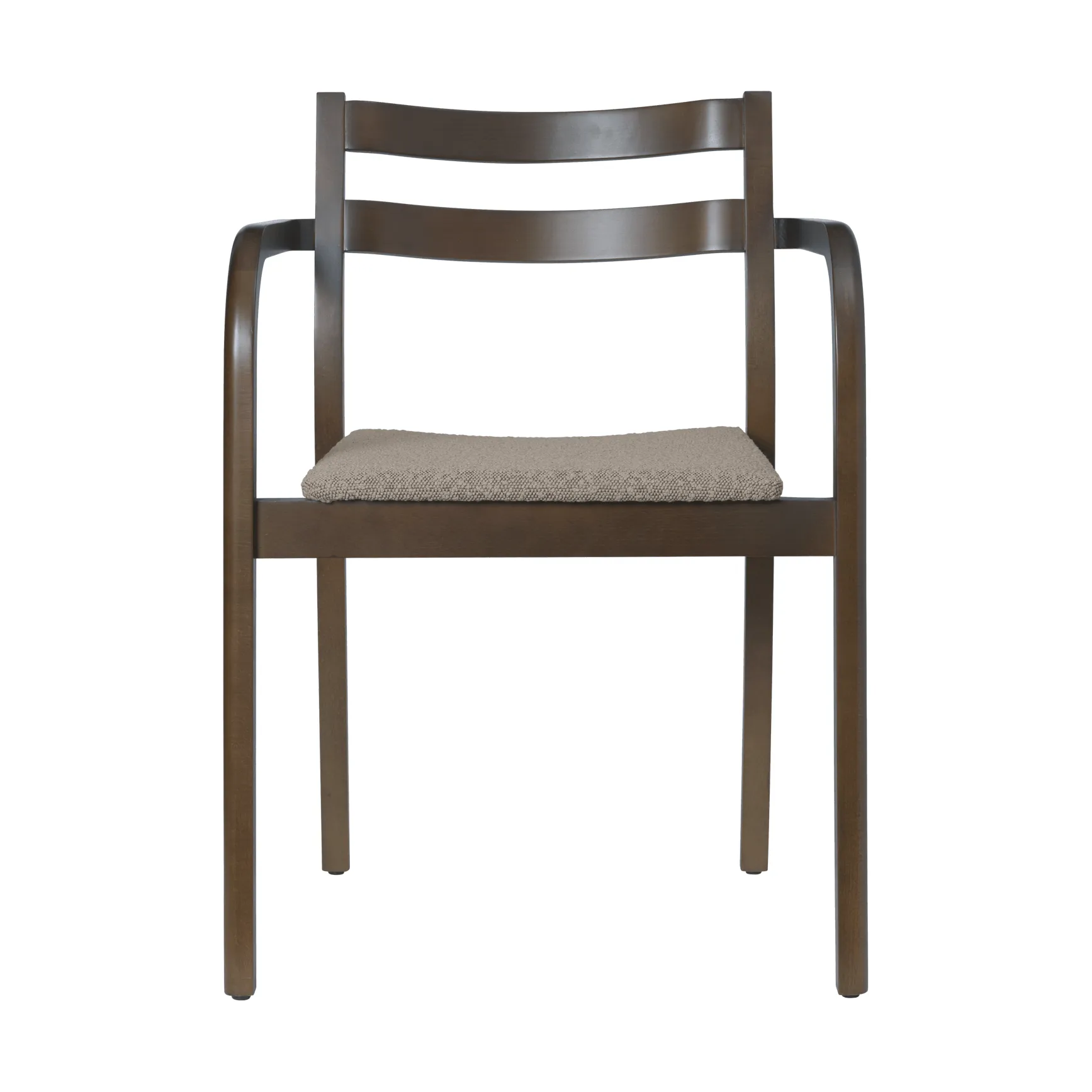 Boda fauteuil avec accoudoirs, Assise rembourrée en bouclé rugged, dark stained-natural Ferm Living