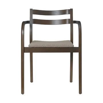 Boda fauteuil avec accoudoirs - Assise rembourrée en bouclé rugged, dark stained-natural - Ferm Living