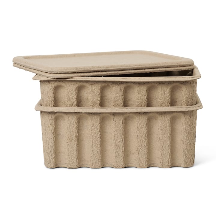 Boîte de rangement Ferm papier avec couvercle Lot de 2 - Marron - Ferm LIVING