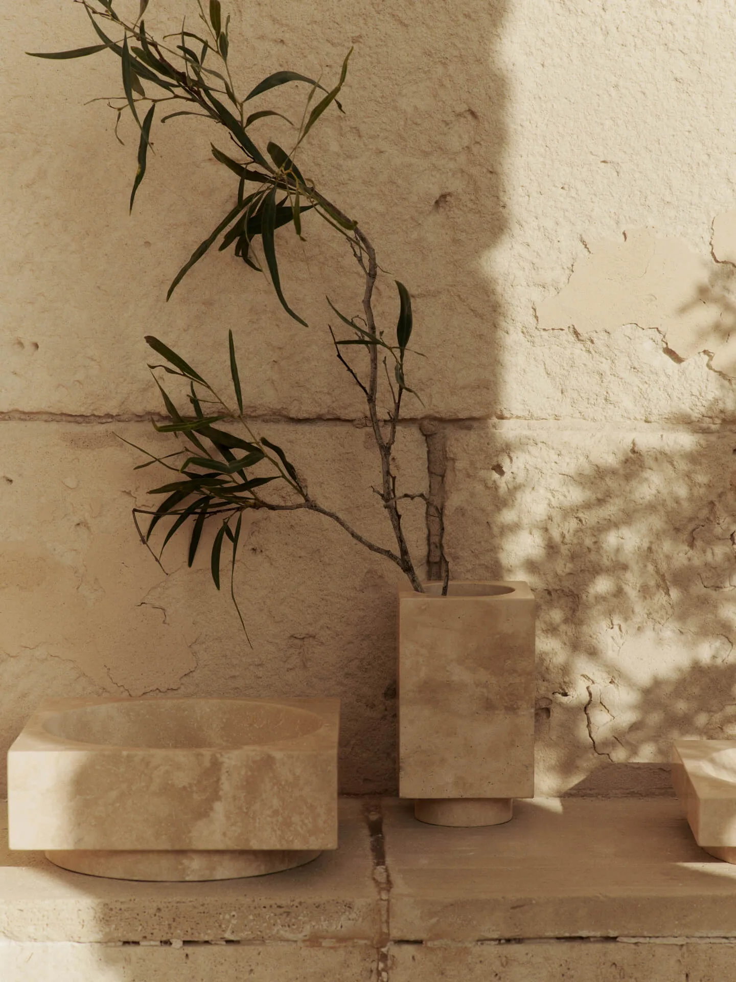 Bol décoratif Hew haut, Travertin Ferm Living