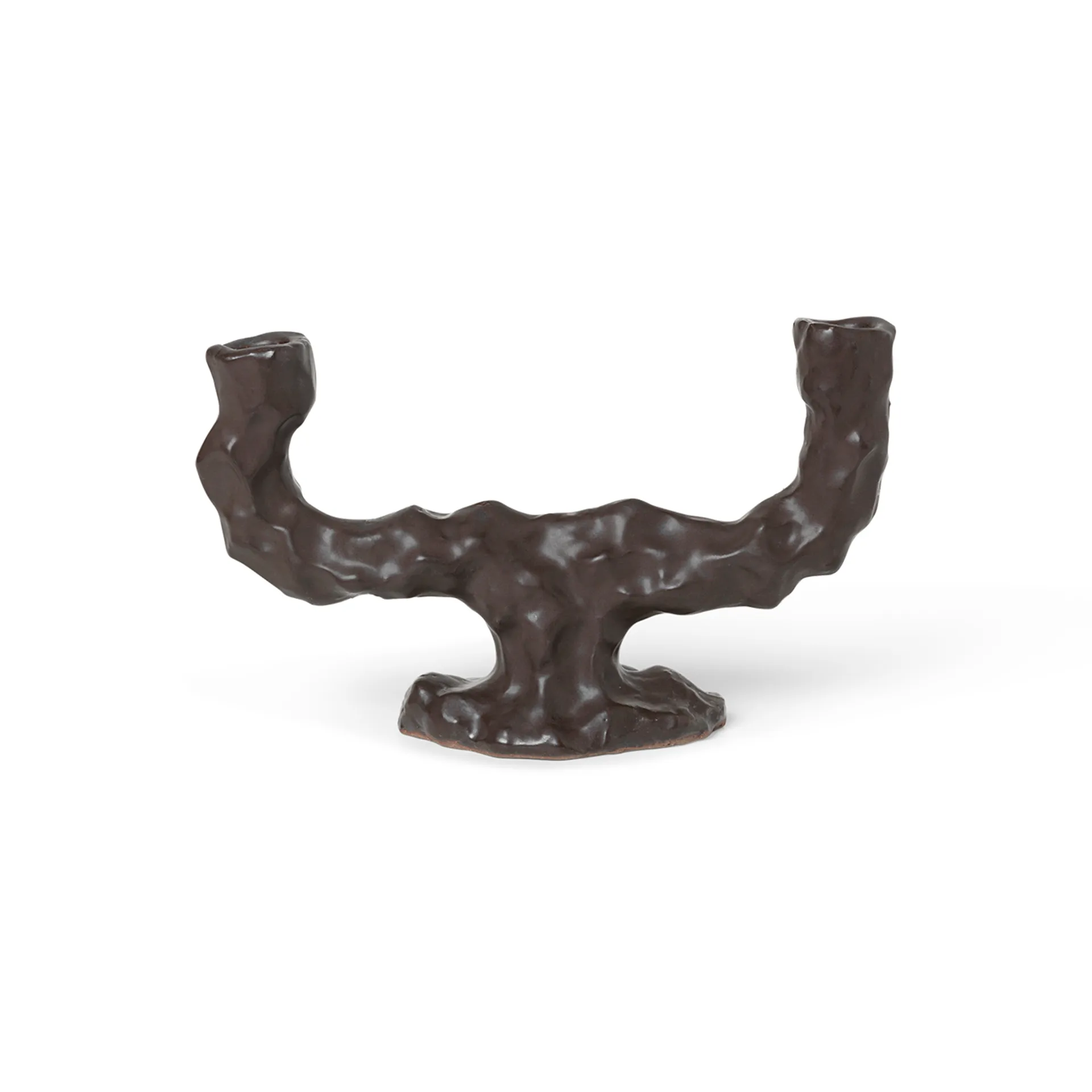 Bougeoir double Dito, Dark Brown Ferm Living