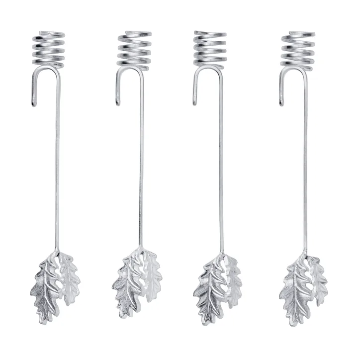 Bougeoir sapin de Noël Oak leaf, 4 pièces - Argent - Ferm Living