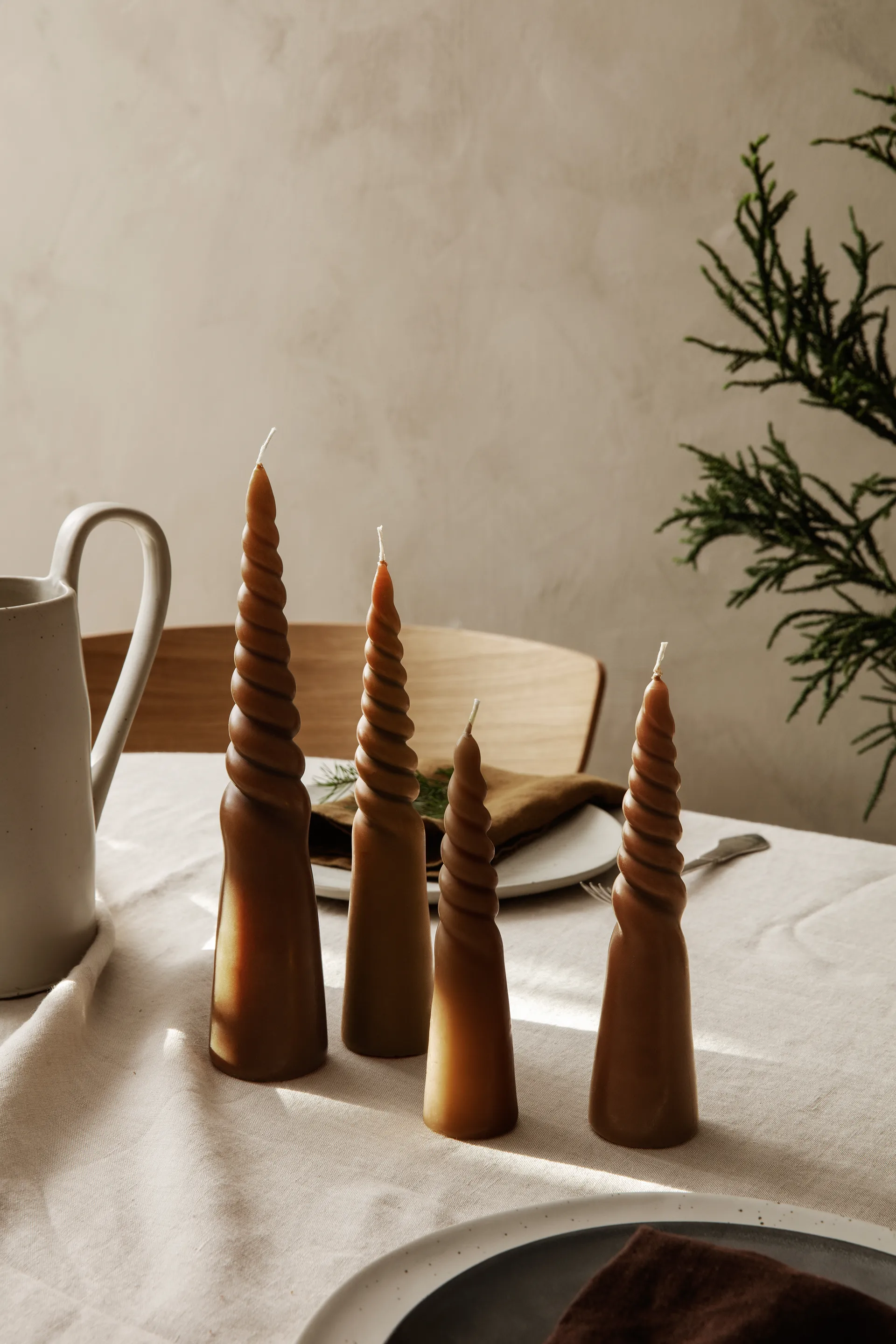 Bougie à visser Twisted candles Lot de 4, Amber Ferm Living