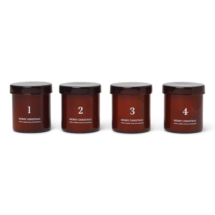 Bougie parfumée de l'Avent Lot de 4, Marron rouge Ferm Living