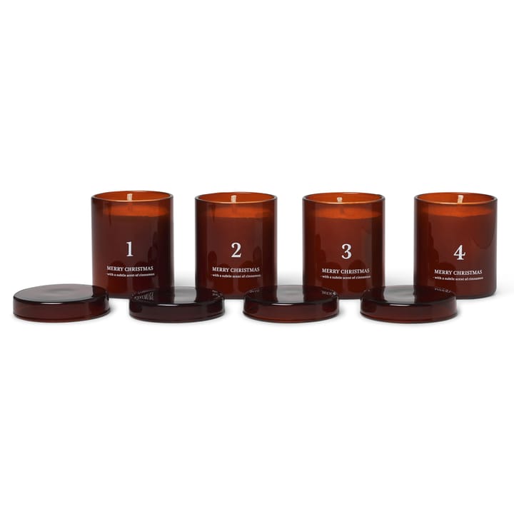 Bougie parfumée de l'Avent Lot de 4, Marron rouge Ferm Living