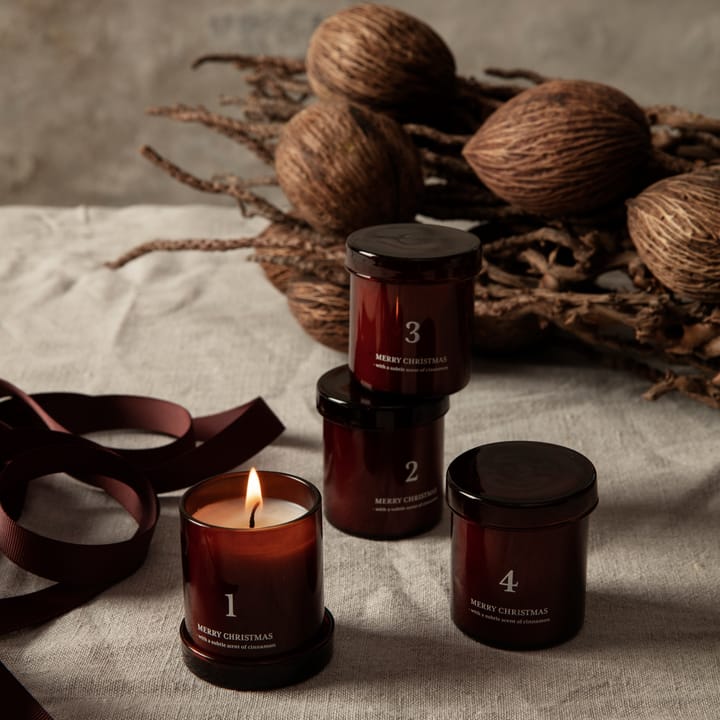 Bougie parfumée de l'Avent Lot de 4, Marron rouge Ferm Living