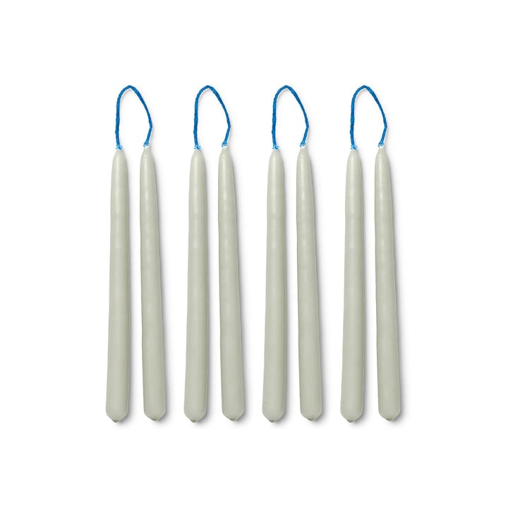 Bougies faites main Dipped candles 15 cm 8-pack  - Sage - Ferm LIVING