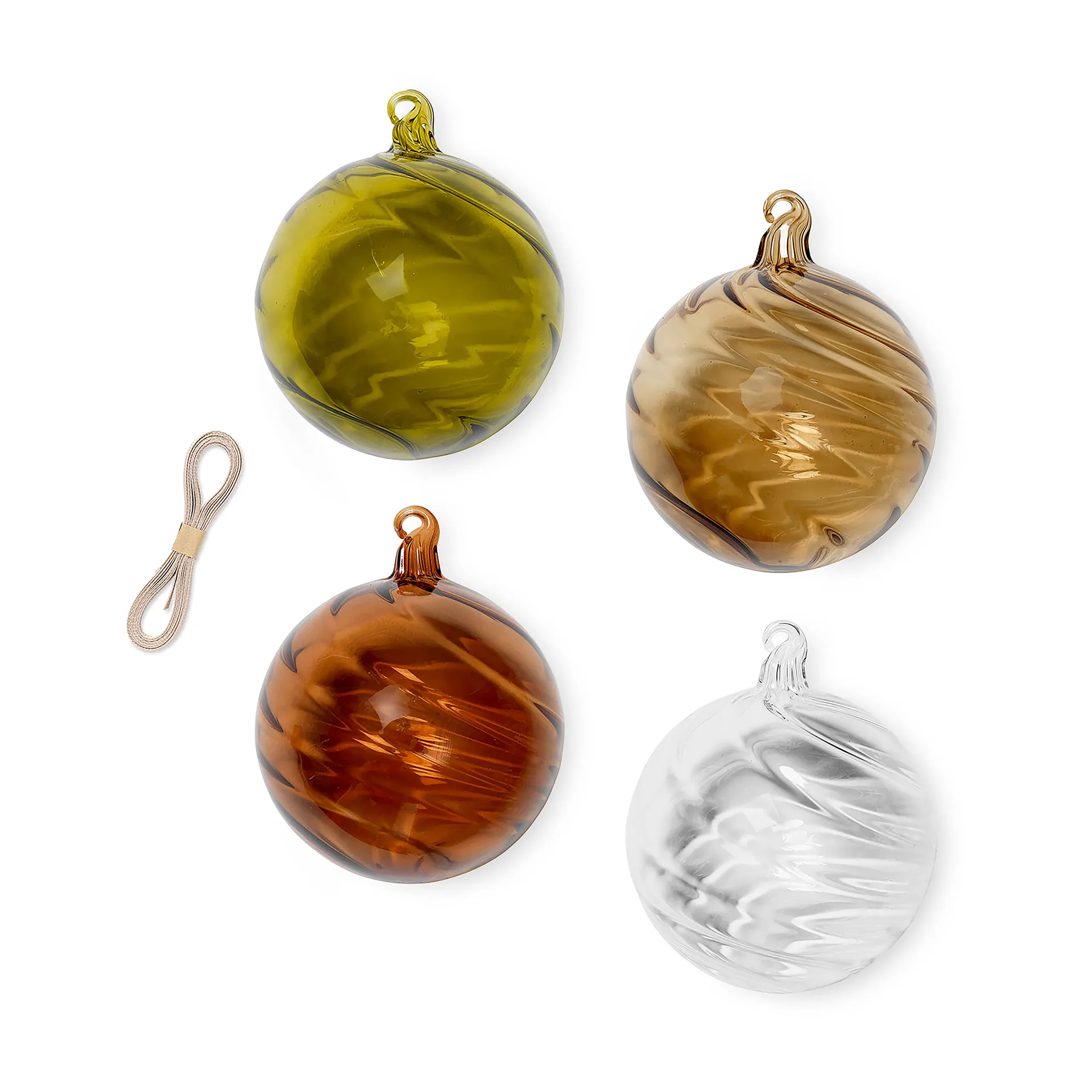 Boule de Noël Twirl large Ø10 cm Lot de 4, Multi Ferm Living