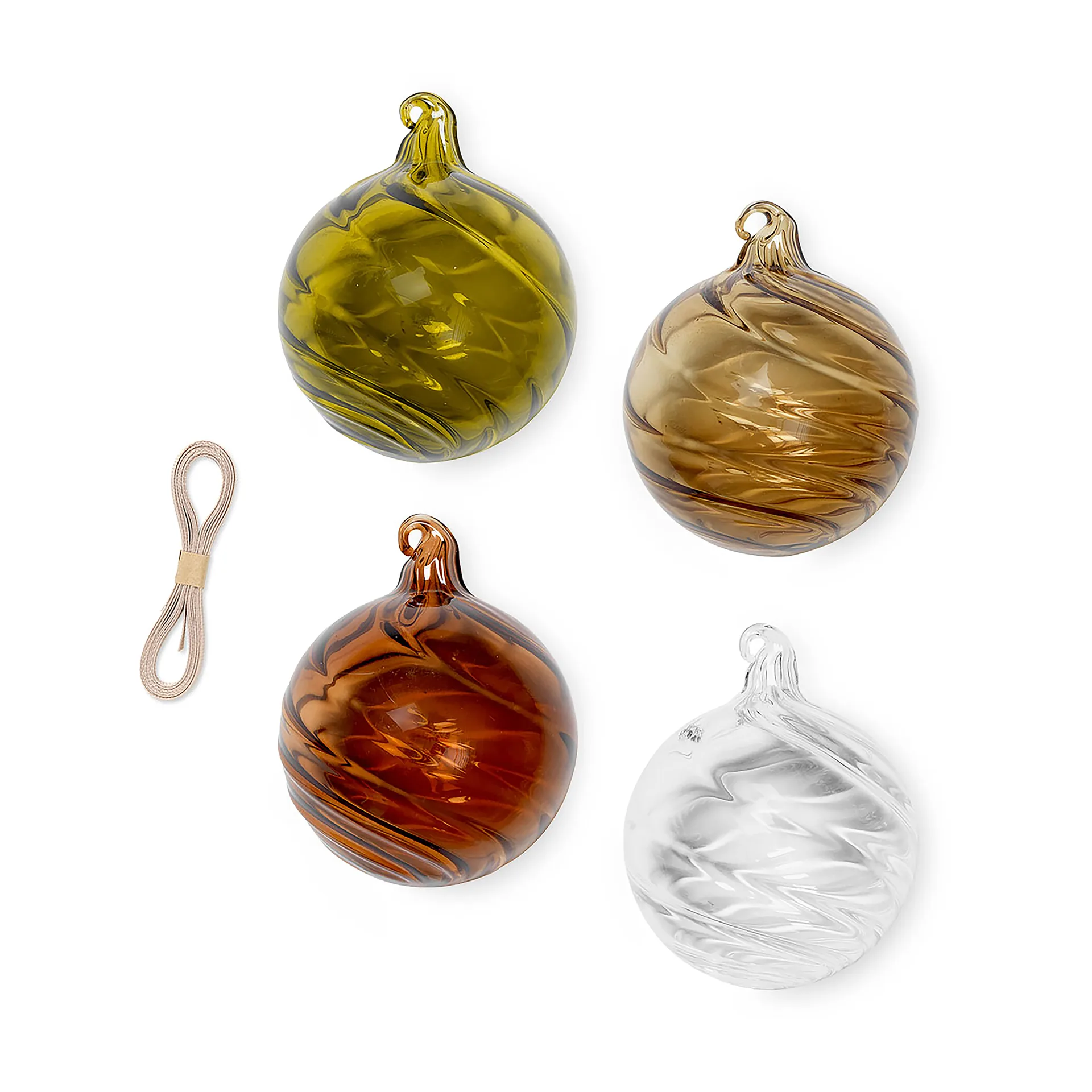 Boule de Noël Twirl moyen Ø8 cm Lot de 4, Multi Ferm Living