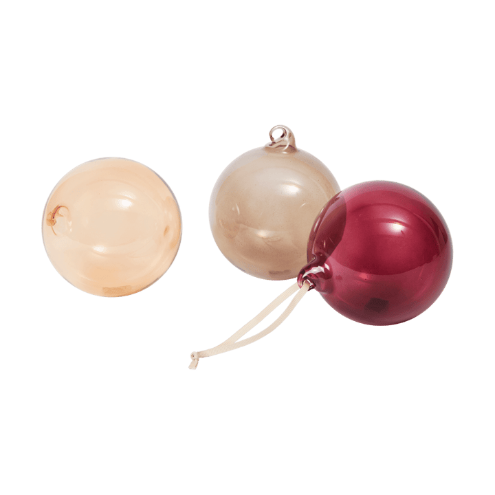 Boule en verre julkulor L Ø10 cm, 3 pièces - Roseate Translucent - Ferm Living