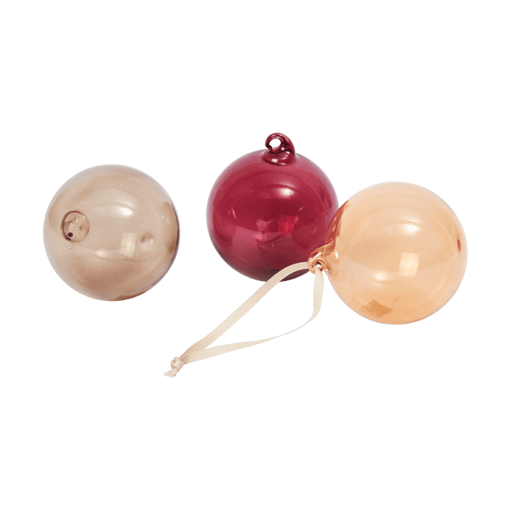 Boule en verre julkulor M Ø8 cm, 3 pièces - Roseate Translucent - Ferm Living