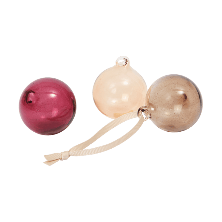 Boule en verre julkulor S Ø4 cm, 3 pièces - Roseate Translucent - Ferm Living