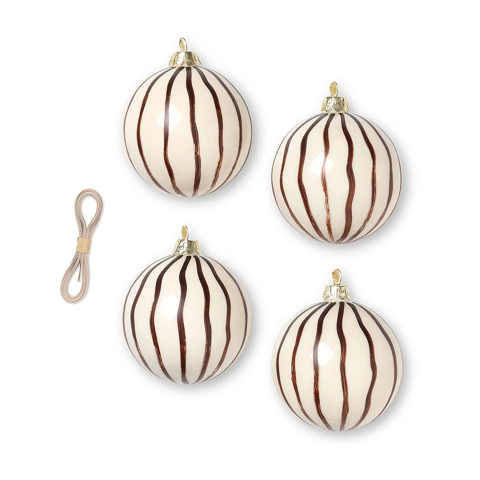 Boules de Noël Lines Ø8 cm Lot de 4, Rouge-marron Ferm Living