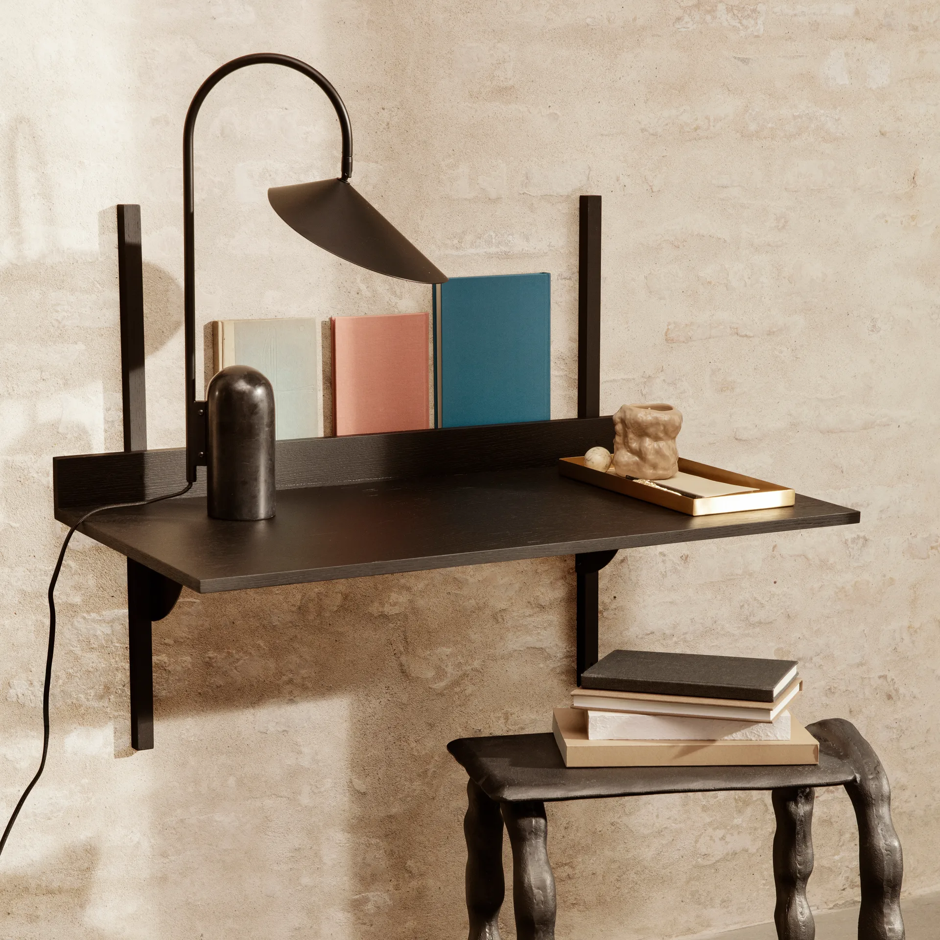 Bureau Sector, Black ash-black brass Ferm Living