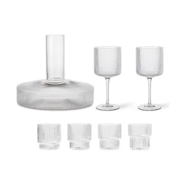 Carafe et verre Ripple 17 pièces - Clair - Ferm Living