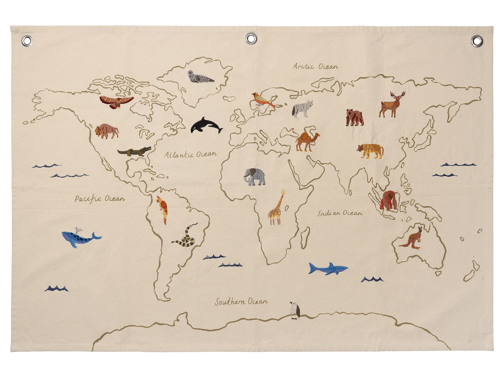 Carte en tissu The World, Blanc cassé Ferm Living