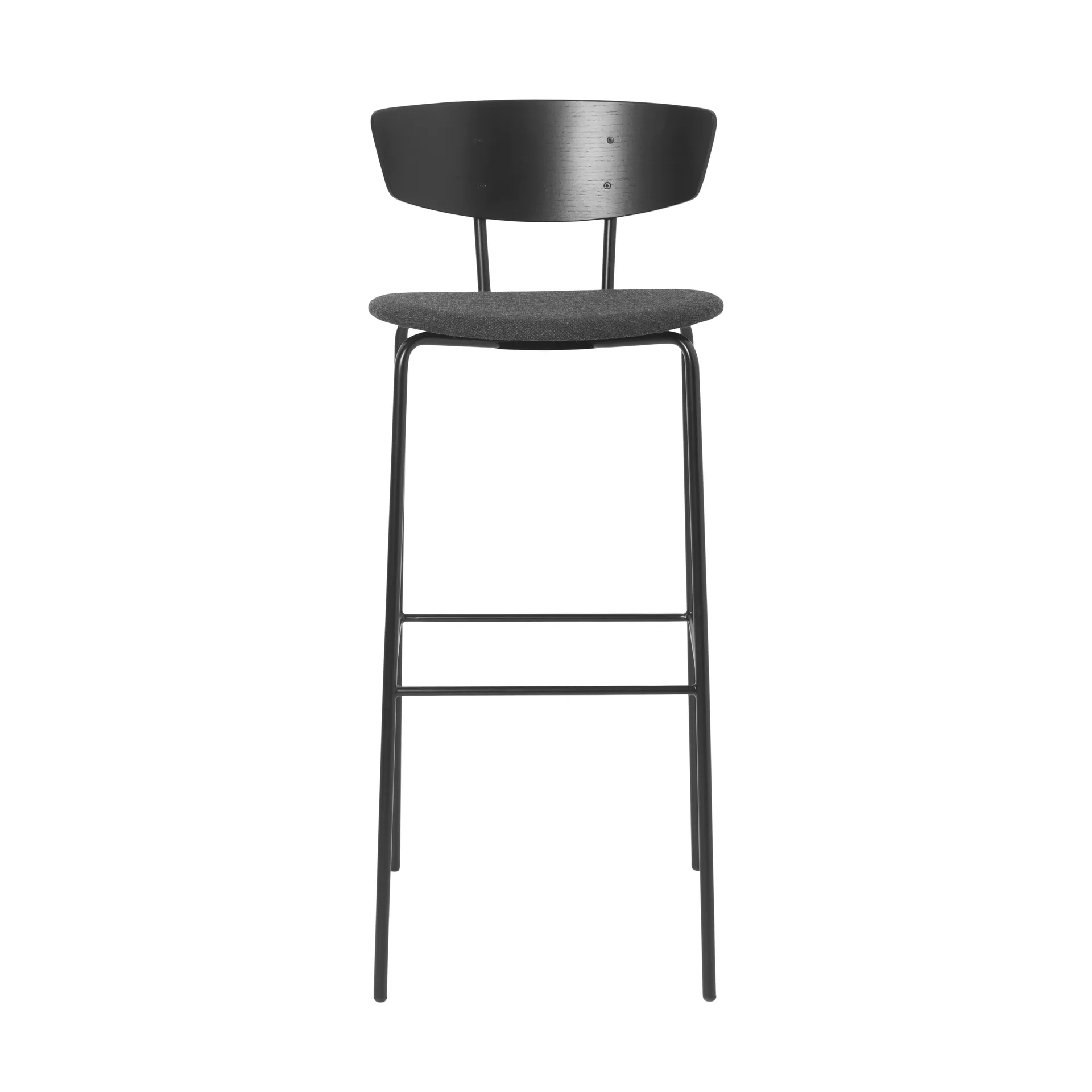 Chaise de bar Herman avec assise en textile haute, Noir-gris foncé Ferm Living