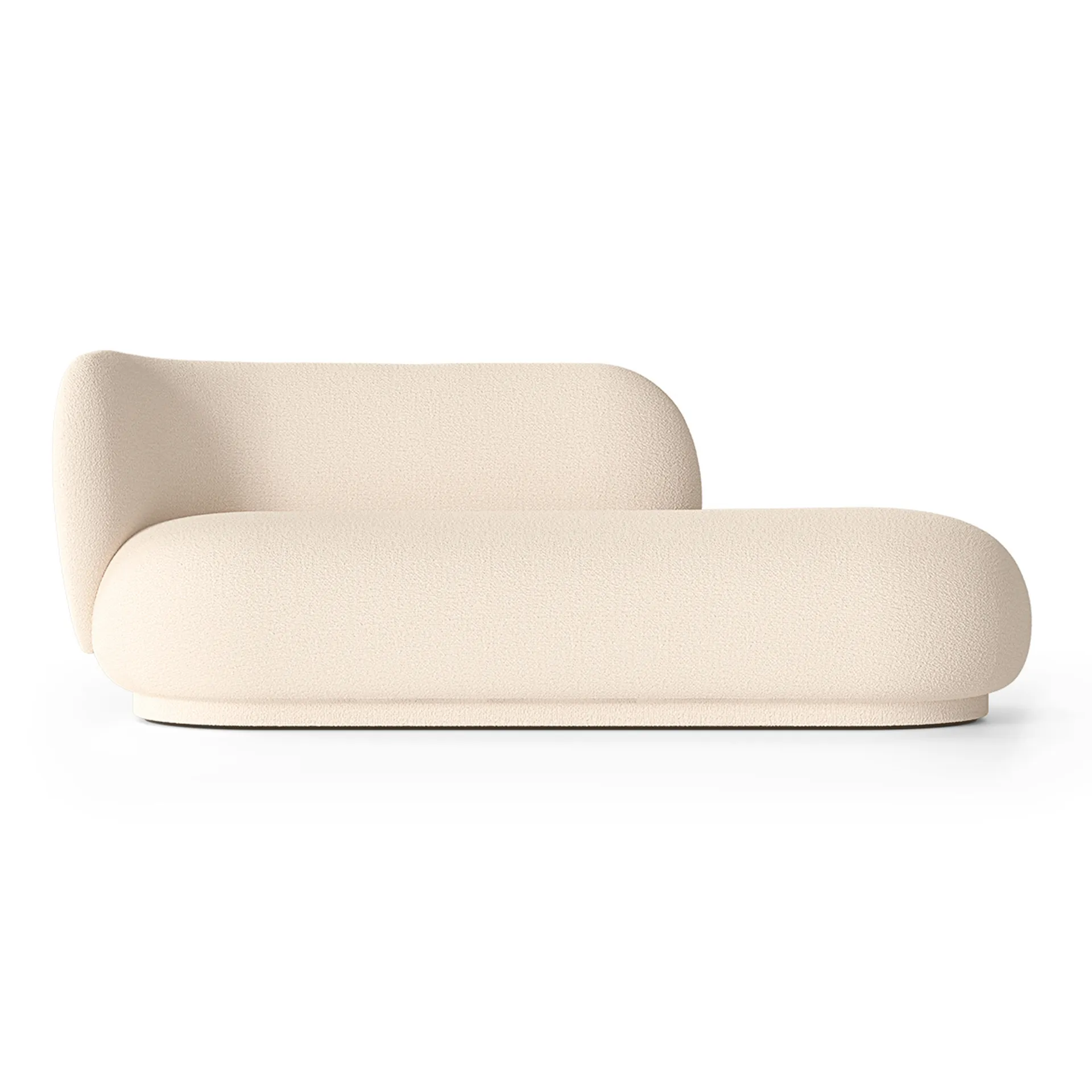 Chaise longue Divan Rico bouclé gauche, Laine blanc cassé Ferm Living