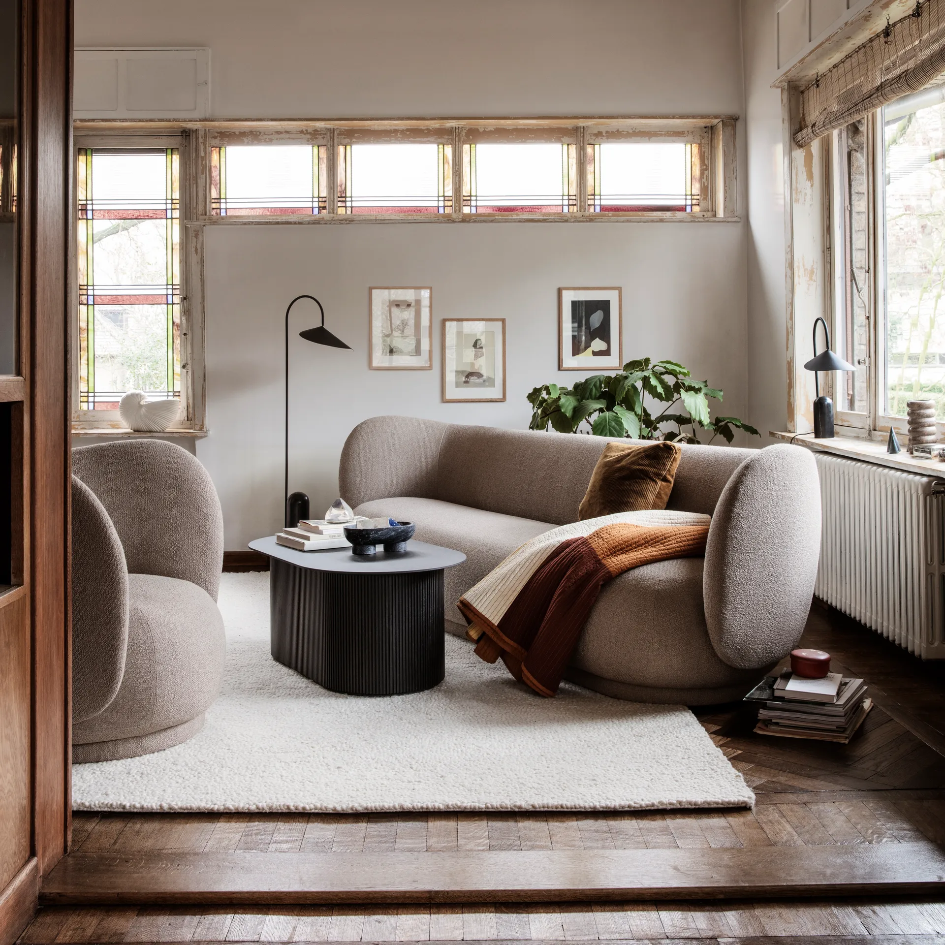 Chaise lounge Rico bouclé, Sable Ferm Living