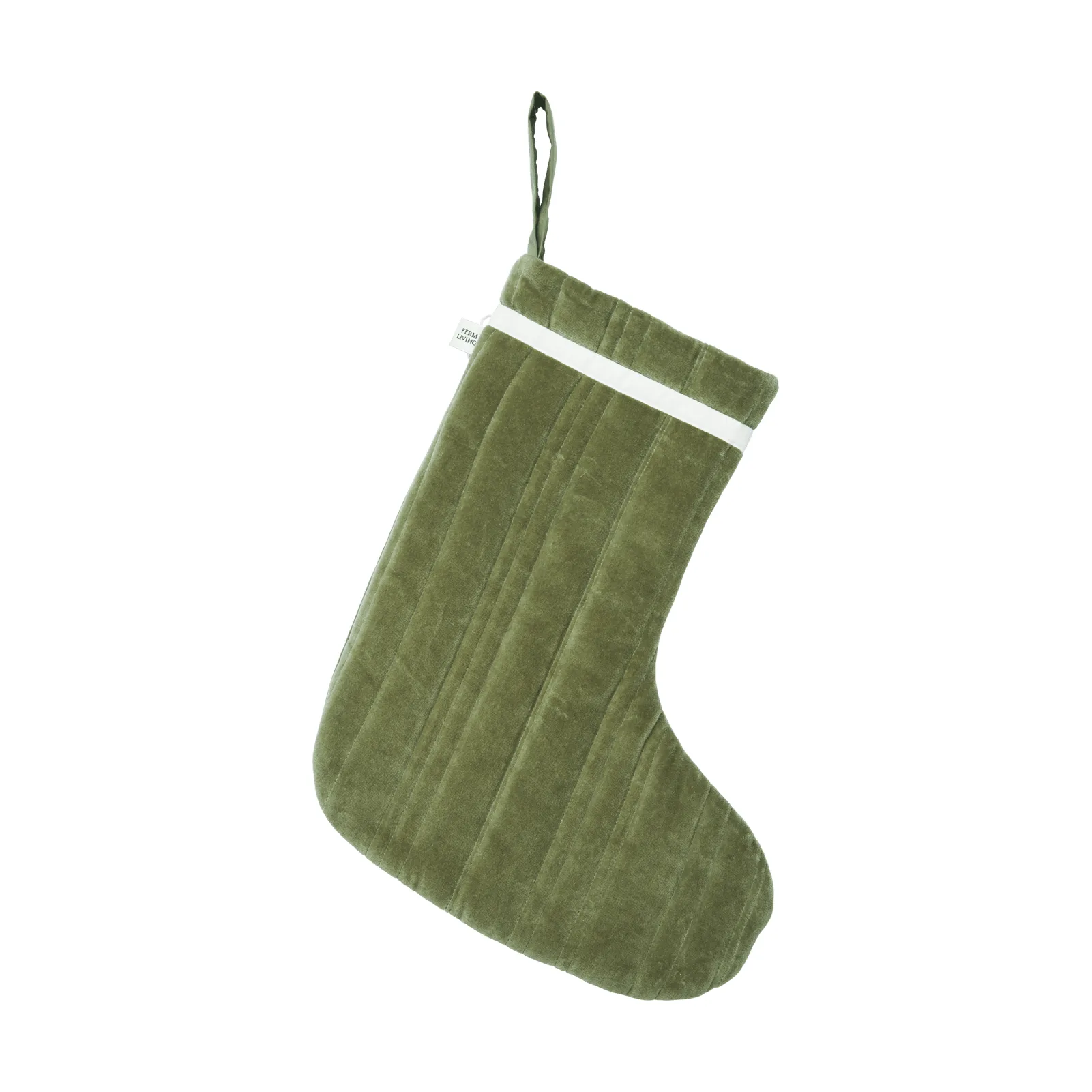 Chaussette de Noël matelassée Vari, Velvet-khaki Ferm Living