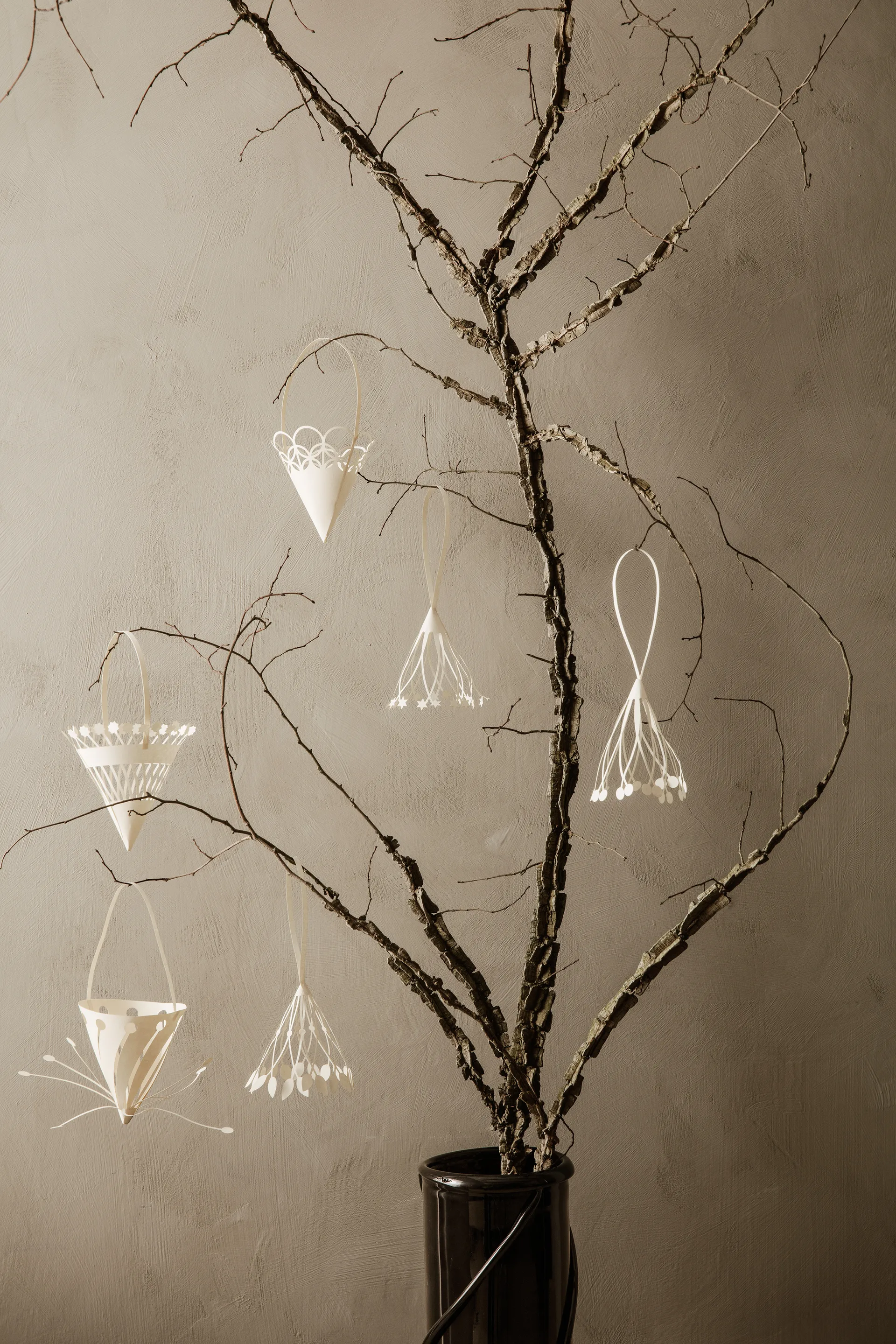 Cône de Noël à suspendre Ø10cm Lot de 3, Off-white Ferm Living