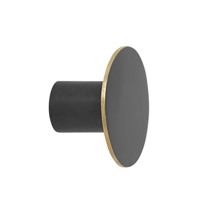 Crochet bouton Flat Circle noir-laiton, Ø4 cm Ferm Living