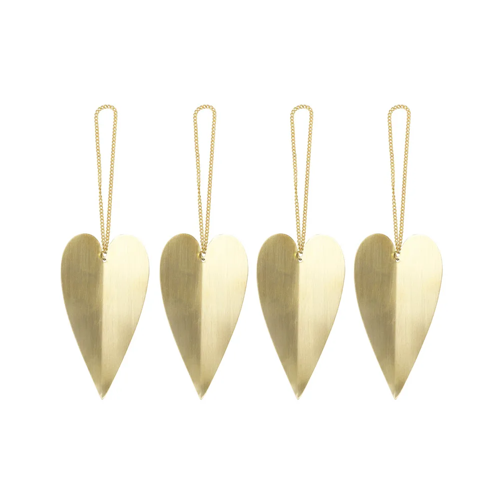 Décoration pour sapin de Noël Heart laiton, Lot de 4 Ferm Living