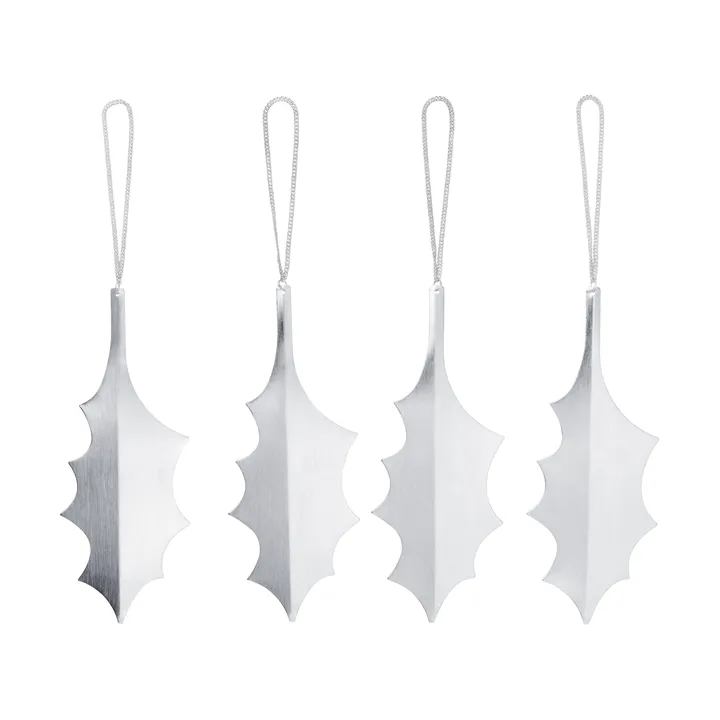 Décoration suspendue Holly leaf 13,5 cm, 4 pièces - Argent - Ferm Living