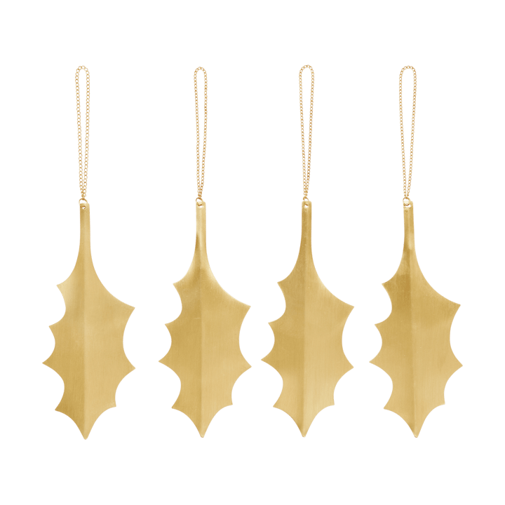 Décoration suspendue Holly leaf 13,5 cm, 4 pièces - Brass - Ferm Living