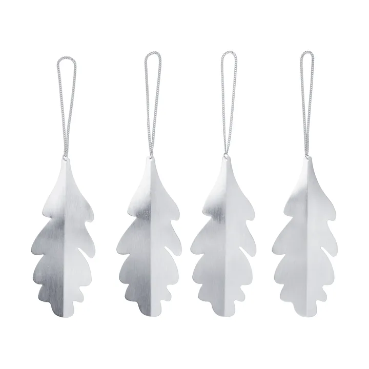 Décorations suspendues Oak leaf 13,5 cm, 4 pièces - Argent - Ferm Living